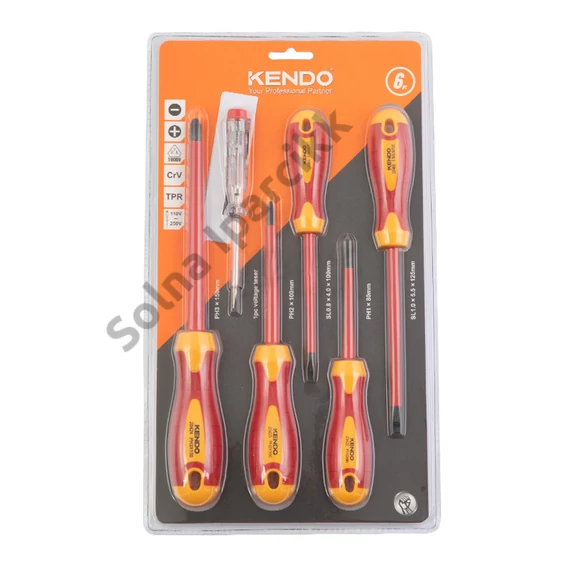 KENDO VDE szigetelt csavarhúzó készlet 5+1r. SL+PH+fázisceruza No.20483