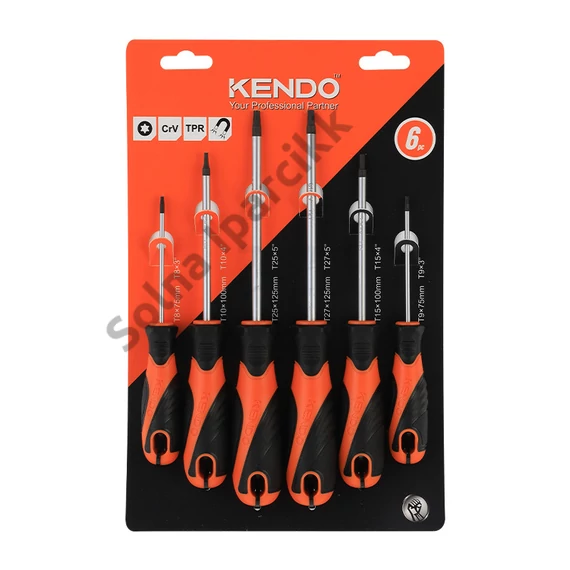KENDO TORX csavarhúzó készlet 6r. T8-T27 mágneses CrV No.85137