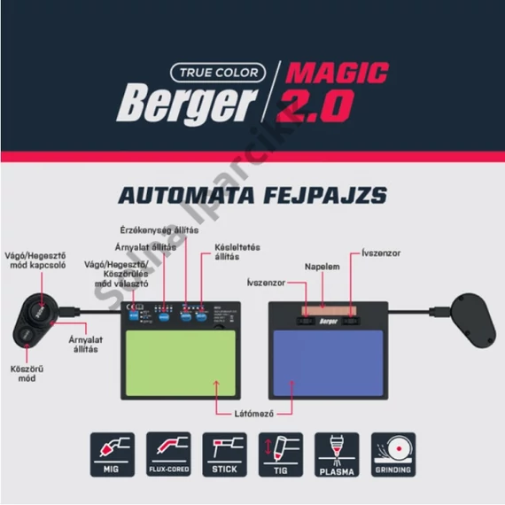 BERGER automata fejpajzs MAGIC 2.0 4S metálbordó