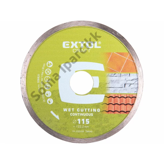 EXTOL CRAFT gyémántvágó csempevágáshoz (sima), vizes vágásra; 115×2,0×22,2mm, max.13.200 ford/perc