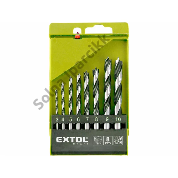 EXTOL PREMIUM  fafúró klt., műanyag dobozban; 8db 3-10mm polírozott