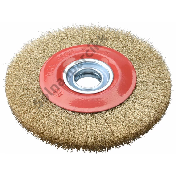 EXTOL CRAFT drótcsiszoló körkefe kettős köszörűre, 150mm, 32mm átm, műa. adapterek, hullámos szálú, rezezett acél