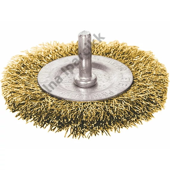 EXTOL CRAFT drótcsiszoló körkefe, 63mm, fúrógépbe fogható: 6mm csap, hullámos szálú, rezezett acél, max 4500 frod/perc