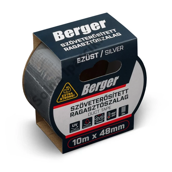 BERGER szöveterősített ragasztószalag 10mx48mm/0,17mm ezüst
