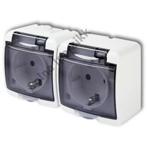 GAO 22121 Aquastar földelt csf. dugaszolóaljzat, 2-es, gyv., átlátszó IP44