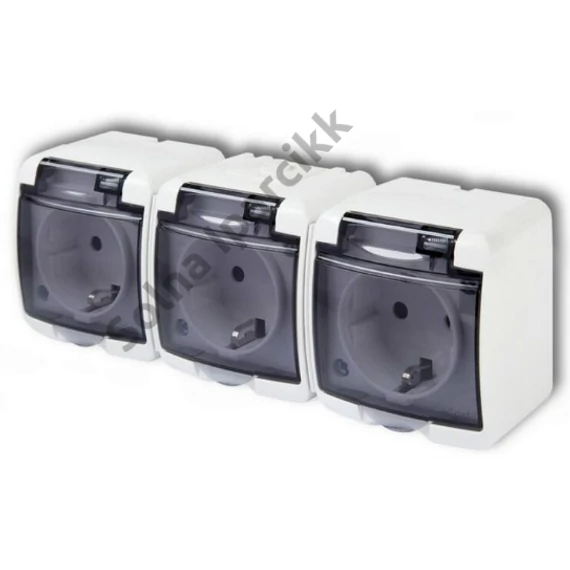 GAO 22131 Aquastar földelt csf. dugaszolóaljzat, 3-as, gyv., átlátszó IP44