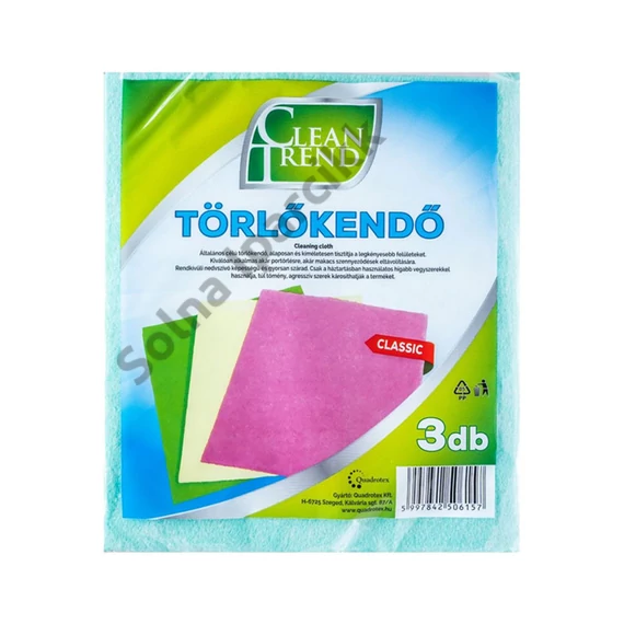 Törlőkendő általános 330x380mm 3db Clean Trend