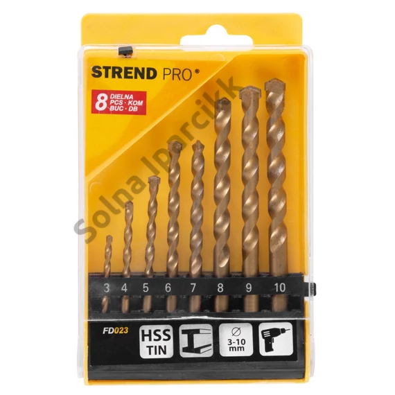 Fúrókészlet Strend Pro FD023, 8 részes, 3-10 mm, TiN, falazó