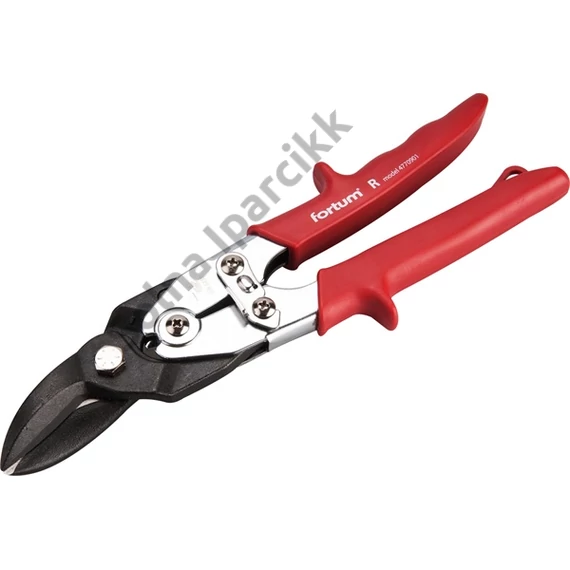FORTUM lemezvágó olló jobb+egyenes vágáshoz, 255mm, CrMoV, áttételes, HRC 60-62, Tüv/GS, DIN 6438 