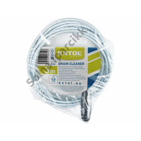 EXTOL CRAFT lefolyócső tisztító; 3m, 5mm átmérő (Csőgörény)