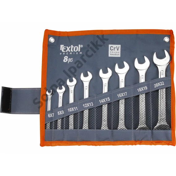 EXTOL PREMIUM Villáskulcs klt., CrV., vászon tartóban; 8db, 6-22mm