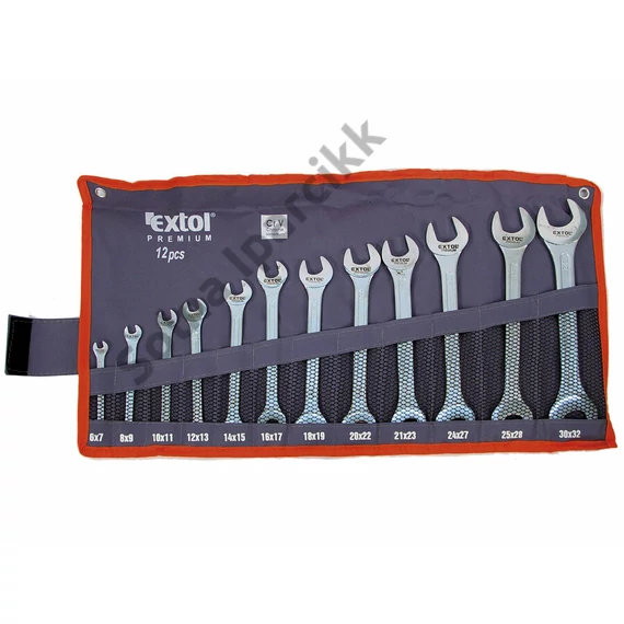 EXTOL PREMIUM Villáskulcs klt., CrV., vászon tartóban; 12db, 6-32mm