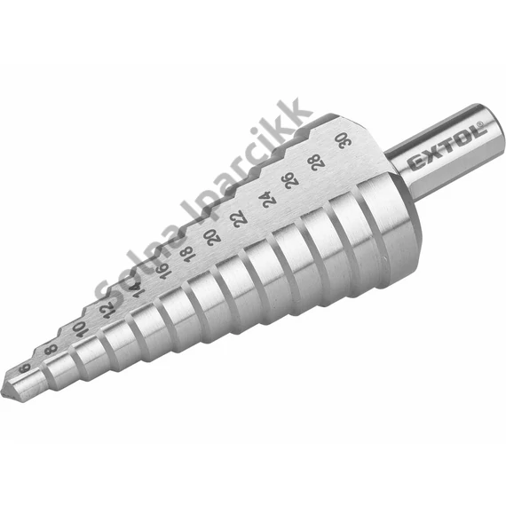EXTOL CRAFT lépcsős fémfúró HSS, 13 lépcsős (6-30mm, 2mm lépcsők), befogás: 10mm