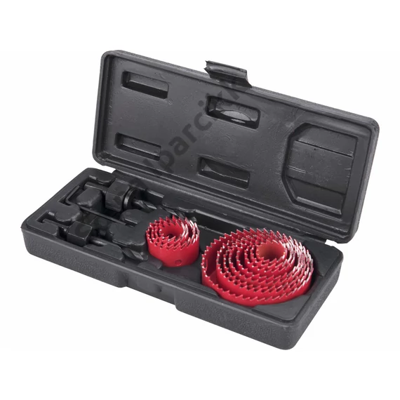 EXTOL PREMIUM körkivágó klt., 15 db-os,(19-22-29-32-36-38-44-51-58-64-76mm) műanyag, fa, gipszkarton