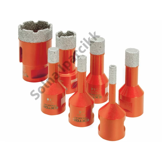 EXTOL PREMIUM körkivágó csempére klt. 7 db, gyémánt vágóél; 6-35mm × M14, sarokcsiszolóba fogható
