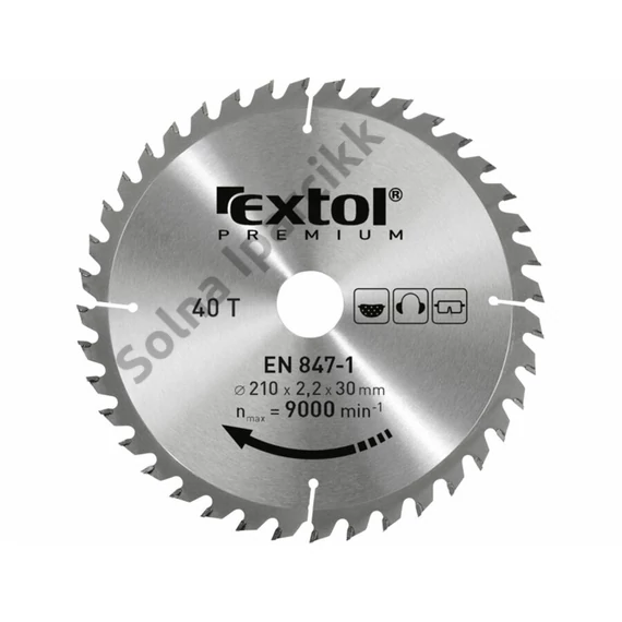 EXTOL PREMIUM körfűrészlap, keményfémlapkás, 125×22,2mm(lyuk átm), T24; 2,6mm lapkaszélesség, max. 10000 ford/perc