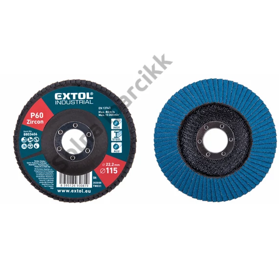 EXTOL INDUSTRIAL lamellás csiszoló INOX, acél és ALU munkadarabok csiszolására, 115×22mm; P60