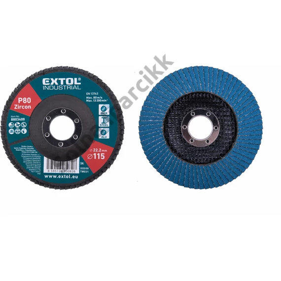 EXTOL INDUSTRIAL lamellás csiszoló INOX, acél és ALU munkadarabok csiszolására, 115×22mm; P80