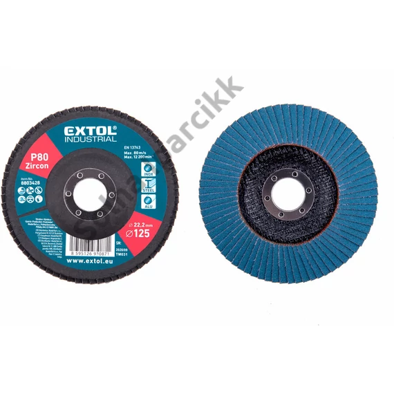 EXTOL INDUSTRIAL lamellás csiszoló INOX, acél és ALU munkadarabok csiszolására, 125×22mm; P80