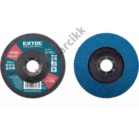 EXTOL INDUSTRIAL lamellás csiszoló INOX, acél és ALU munkadarabok csiszolására, 125×22mm; P120