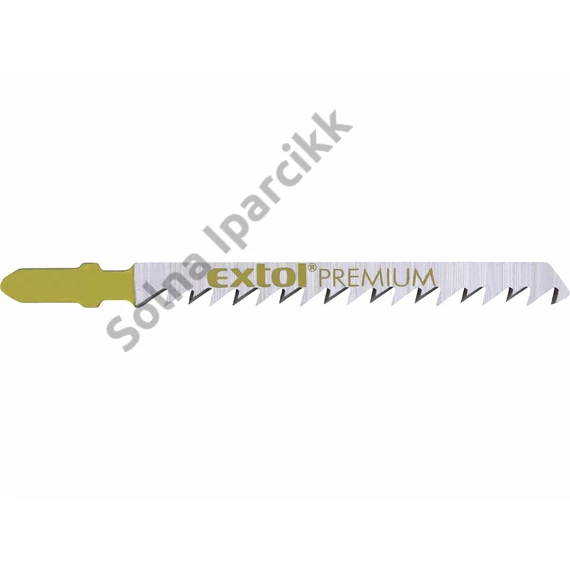 EXTOL PREMIUM dekopírlap, 5db, Bosch befogás, HCS; 75×8×1,5mm, 4mm fogtáv, köszörült fogak, hosszú egyenes vágás, puhafa, farostlemeze
