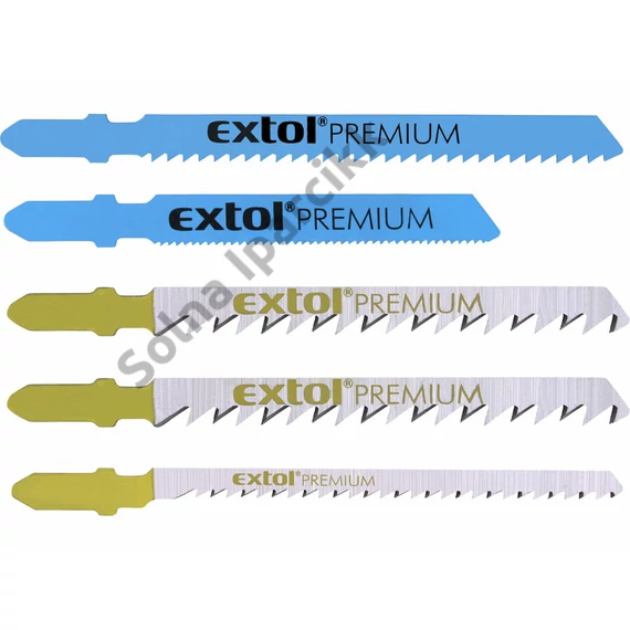 EXTOL PREMIUM dekopírlap, 5db különböző típus, Bosch befogás, HSS, HCS; Bimetál
