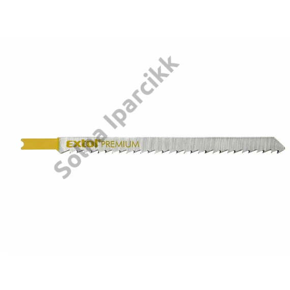 EXTOL PREMIUM dekopírlap, 5db, univerzális befogás, HCS; 126×9×1,5mm, 4mm fogtáv, kösz. fogak, egyenes durva gyorsvágás, puhafához, fa
