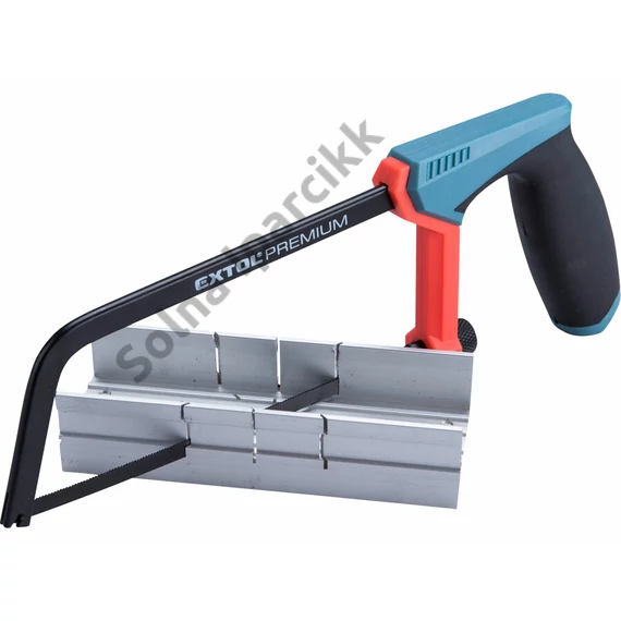 EXTOL PREMIUM fémfűrész; 150mm, acél váz, ABS/TPR gumis markolat ALU gérvágó ládával

