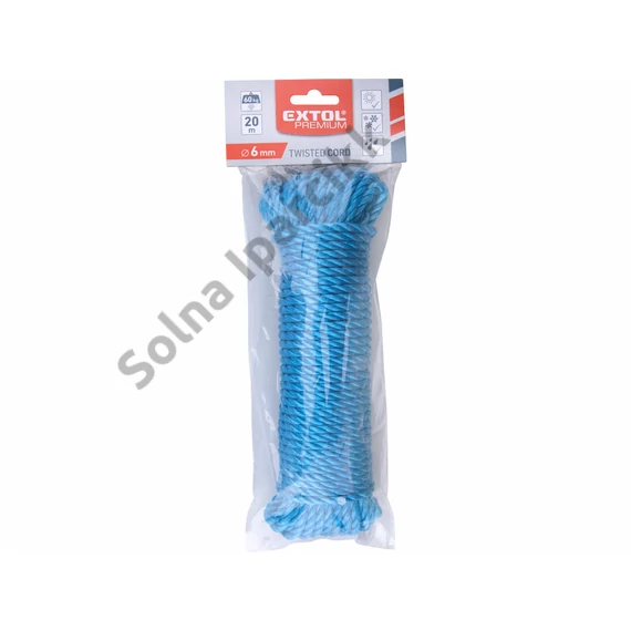 EXTOL PREMIUM kötél, sodrott, kék, 6mm×20m, PP