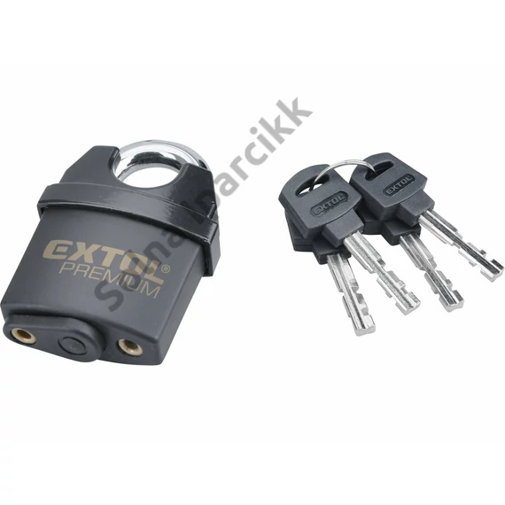 EXTOL PREMIUM  biztonsági lakat, levágás elleni védelemmel, festett, vízálló, 4db kulcs; 50mm