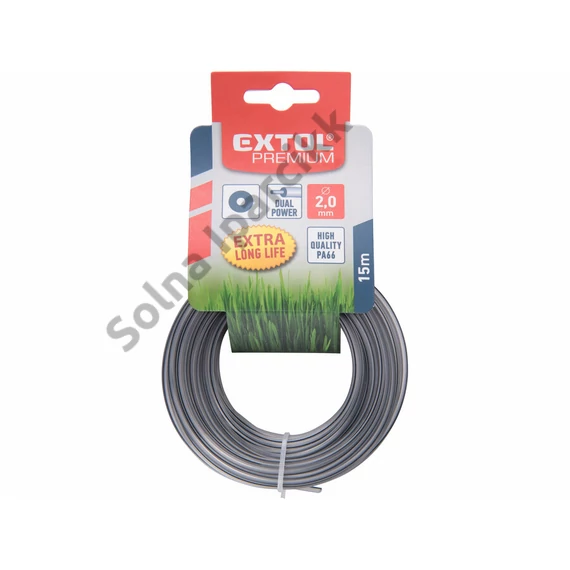 EXTOL PREMIUM damil szegélynyíró géphez 2,0 mm, kör keresztmetszetű, fekete közép/dual power, 15m