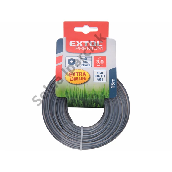 EXTOL PREMIUM damil szegélynyíró géphez 3,0 mm, kör keresztmetszetű, fekete közép/dual power, 15m
