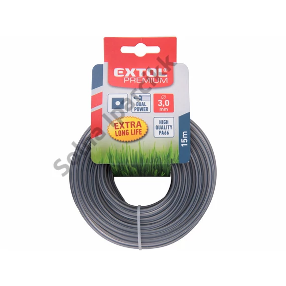 EXTOL PREMIUM damil szegélynyíró géphez 3,0 mm, négyszög keresztmetszetű, fekete közép/dual power, 15m