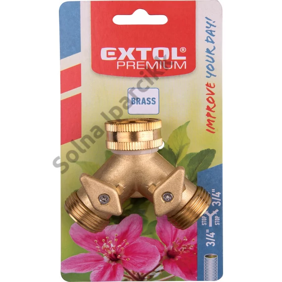 EXTOL PREMIUM  elzárható Y-csatlakozó; réz, 3/4