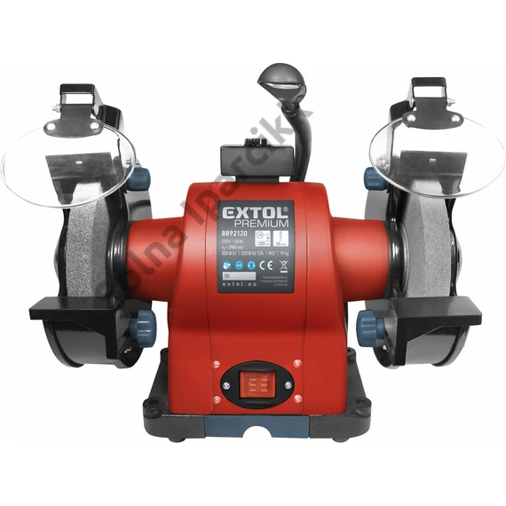EXTOL PREMIUM  kettős köszörűgép 520W, száraz, 200×16×25mm, (P36, P80), 2950 ford/perc, 19kg, lámpával