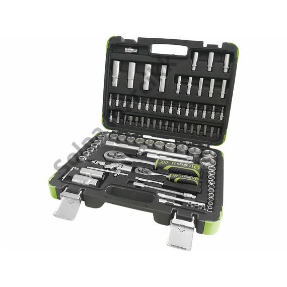 EXTOL CRAFT  dugókulcs készlet,  CV., racsnis 45fog ; 1/4"  1/2", 94db, 4-32mm, 32db bit (lapos, kereszt,imbusz,torx), gyertyakulcs16&21