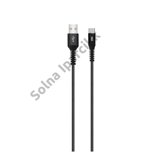 Well Cable USB/USBC 1BK01 WL C-típusú gyorstöltő kábel 3A, 1m