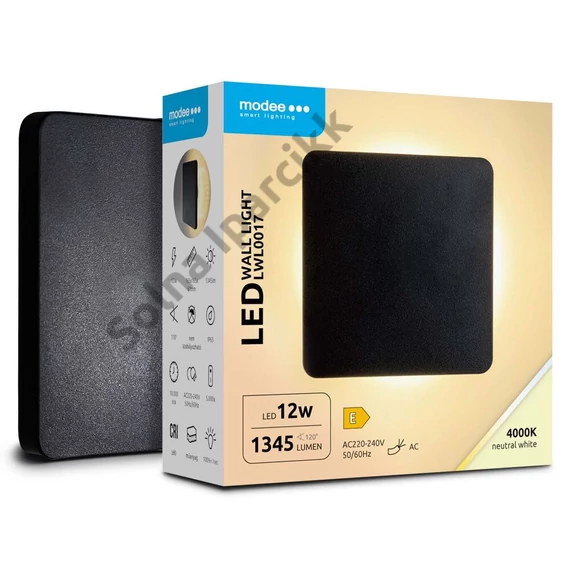 Modee LED Fali Lámpa (LWL0017) 12W IP65 165x165x61mm 4000K (1345 lumen) Fekete