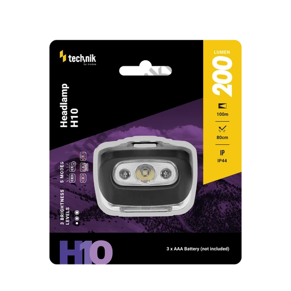 Technik Fejlámpa H10 (3xAAA) LED + piros fény (200 lumen)