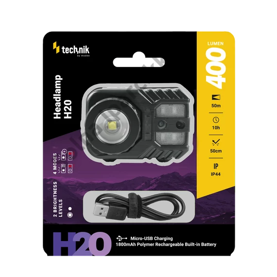 Technik Fejlámpa H20 + fókusz (akkumulátoros) XPG-2 LED + micro USB (400 lumen)