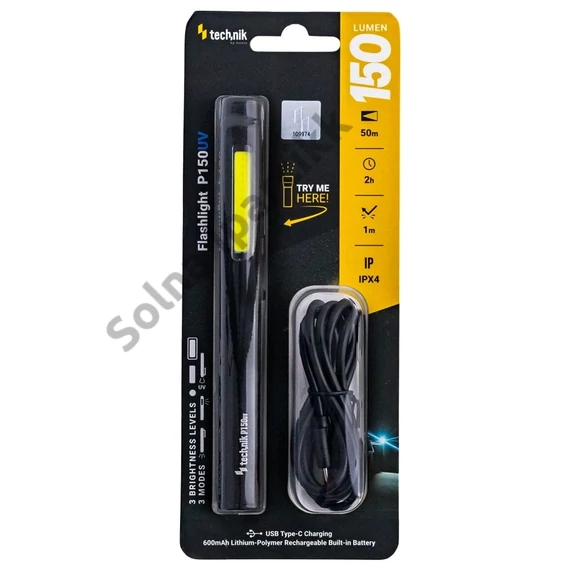 Technik Elemlámpa P150UV (akkumulátoros) LED+UV + USB-C (150 lumen)
