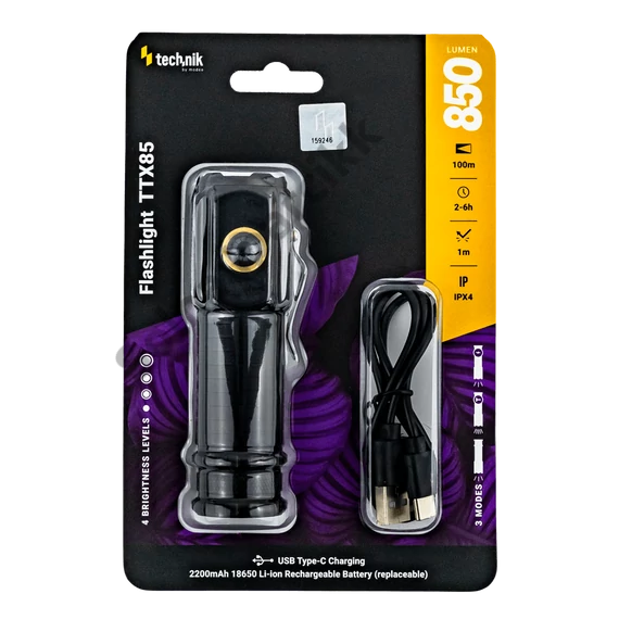 Technik Elemlámpa TTX85 (1x18650 2200mAh) 3xP35 LED (850 lumen)