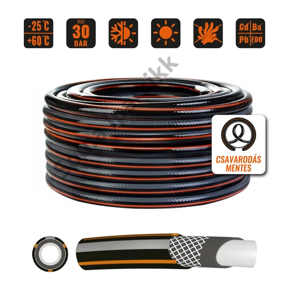 Locsolótömlő 1/2" 20m csavarodásmentes Carbon Prémium Wtools 