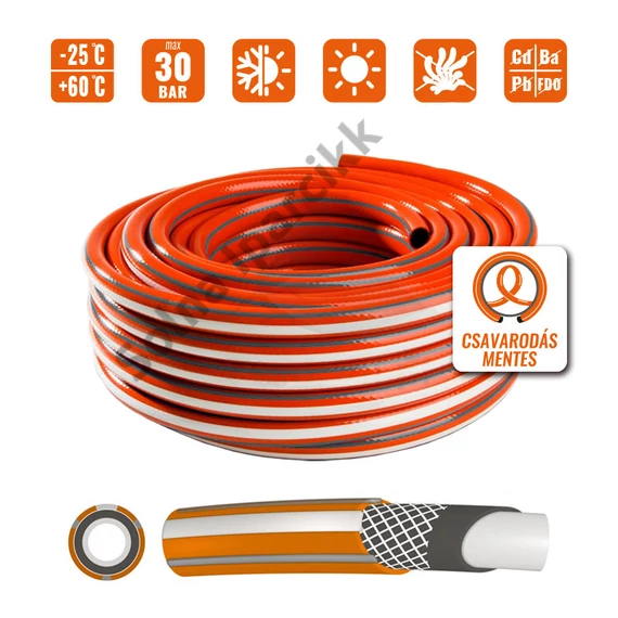 Locsolótömlő 1/2" 20m csavarodásmentes Profi Wtools