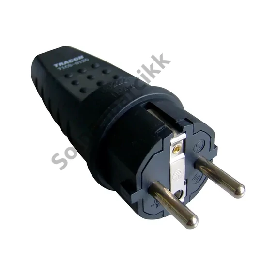 TRACON TICS-012G Csatlakozó dugó, védőérintkezővel, gumi 16A, 250V, 2P+E, IP44 (DUAL Schuko/French) 