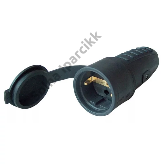 TRACON TICS-212G Csatlakozóaljzat oldalsó védőérintkezővel, gumi 16A, 250V, 2P+E, IP44 (SCHUKO)