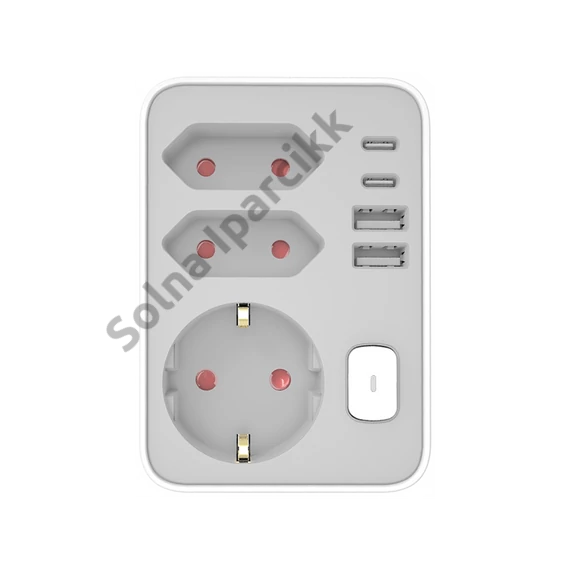 Technik Professional Elosztó Fali 3 utas + 2 x USB-C + 2 x USB-A + kapcsoló