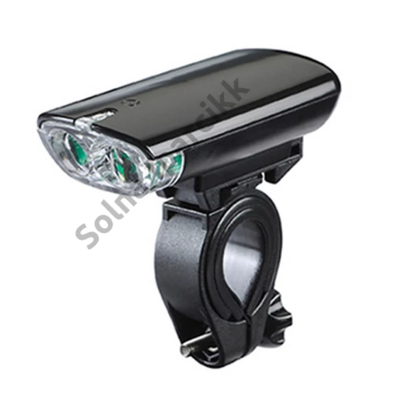 Lámpa első elemes 2LED fekete lapított 2funkc. (kormányra) 2 db AA elemmel