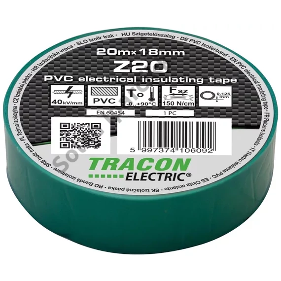 Szigetelő szalag 20x19 zöld Tracon Z20

