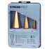 Kép 2/2 - Lépcsős fúró készlet Strend Pro SS421, 4-12, 4-20, 4-32 mm, TiN, HSS 4241 egyenes, fémbe